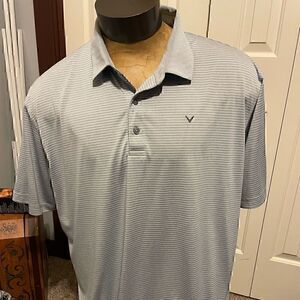 Callaway OptiDri Mens XXL Gray Striped Short Sleeve Polo
